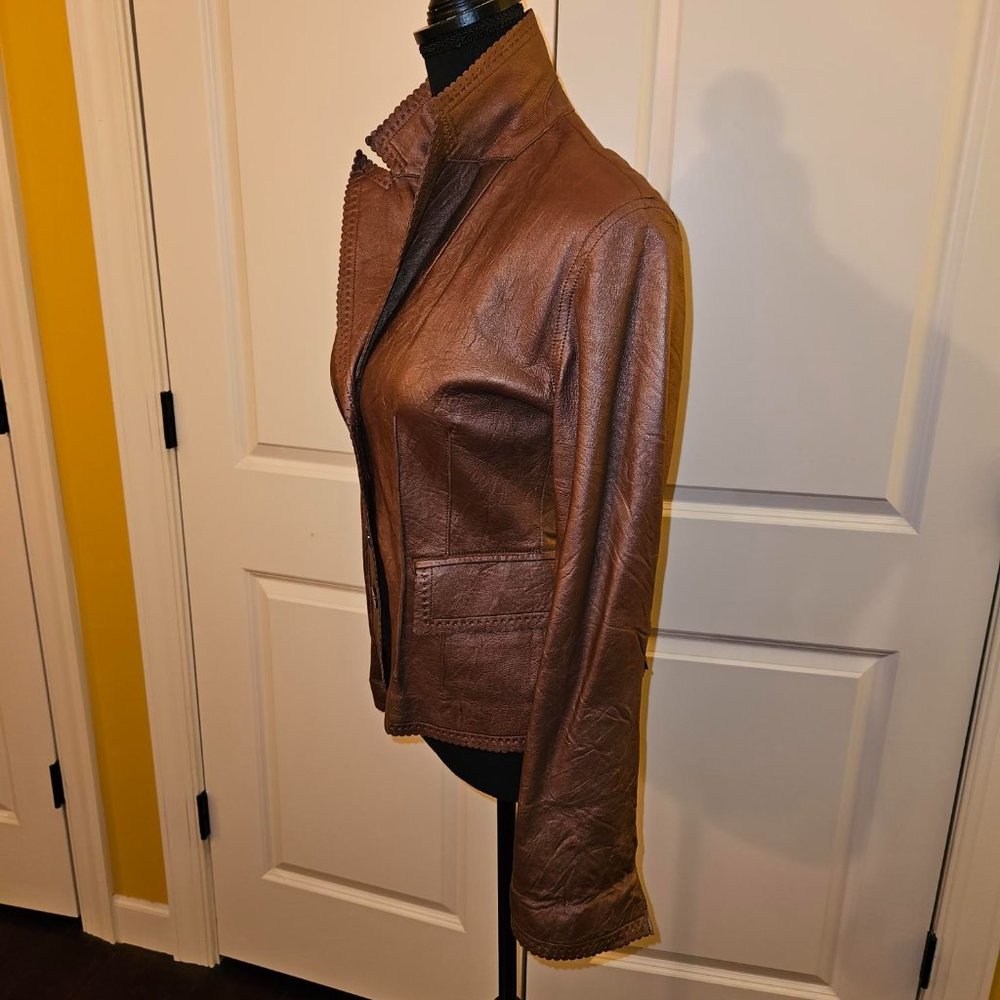 Copper Colored Leather Jacket - image 2